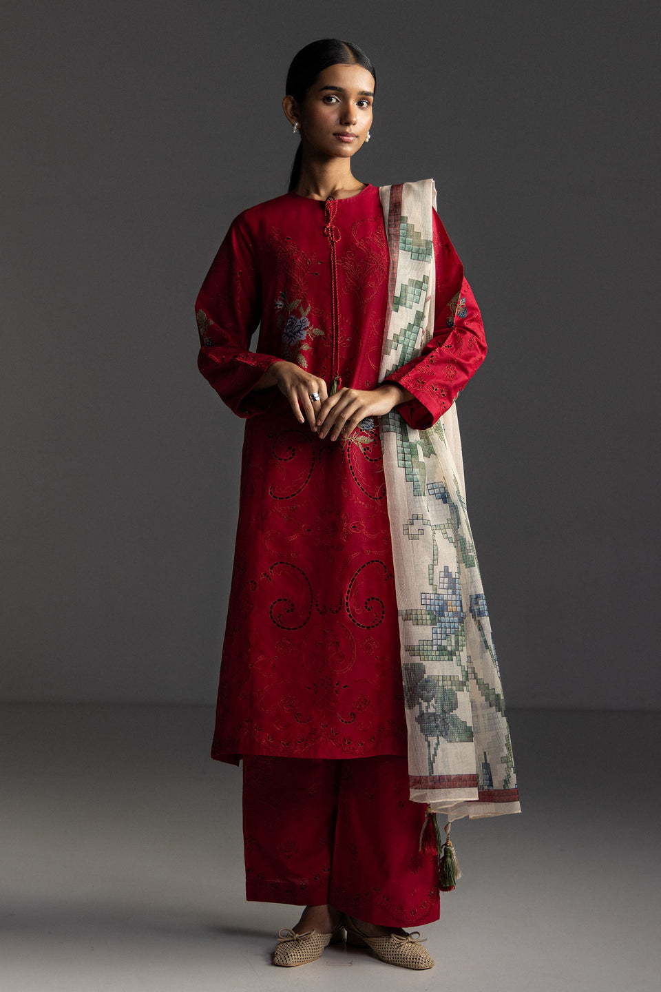 COCO by Zara Shahjahan Lawn 2026 SUNE-10A Unstitched 3 Piece - Red