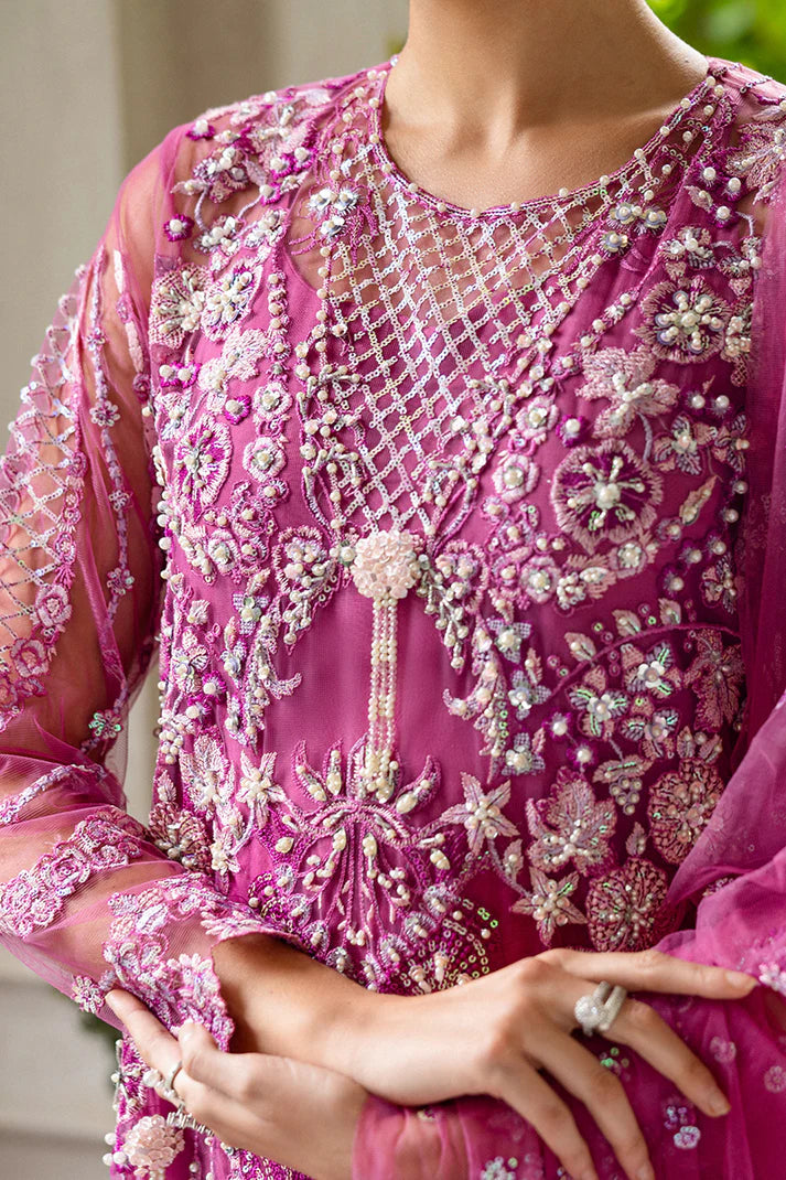 Hemline Inception Sweet November HUNWD250107 Unstitched Wedding Suit - Fuchsia Pink
