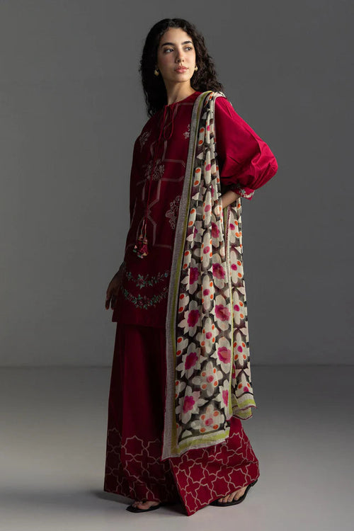 COCO by Zara Shahjahan Lawn 2026 RIVAE-1B Unstitched 3 Piece - Saffron Red