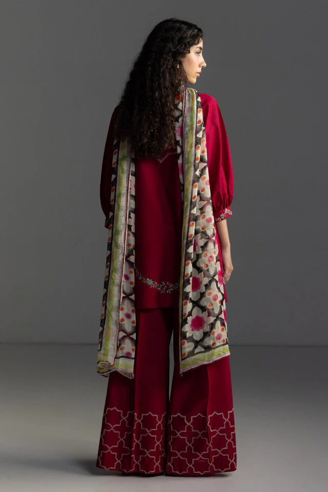 COCO by Zara Shahjahan Lawn 2026 RIVAE-1B Unstitched 3 Piece - Saffron Red