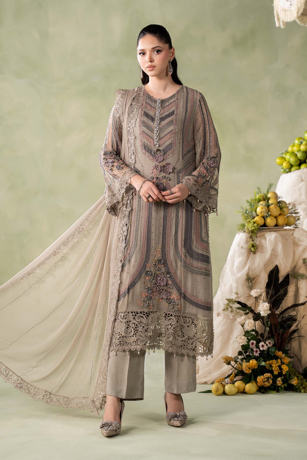 Maria.B Embroidered Chiffon Unstitched 3 Piece