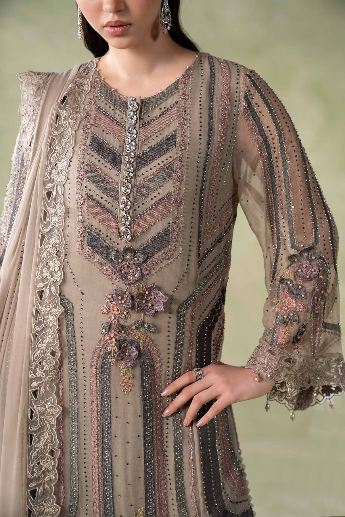 Maria.B Embroidered Chiffon Unstitched 3 Piece