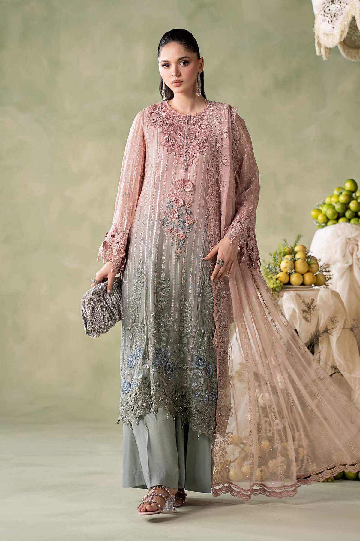 Maria.B Embroidered Chiffon Unstitched 3 Piece
