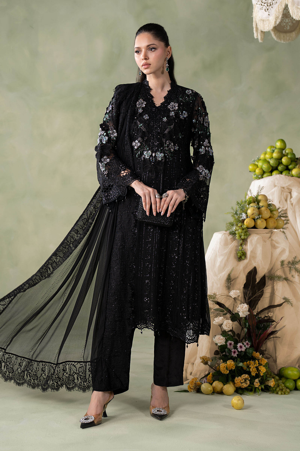 Maria.B Embroidered Chiffon Unstitched 3 Piece