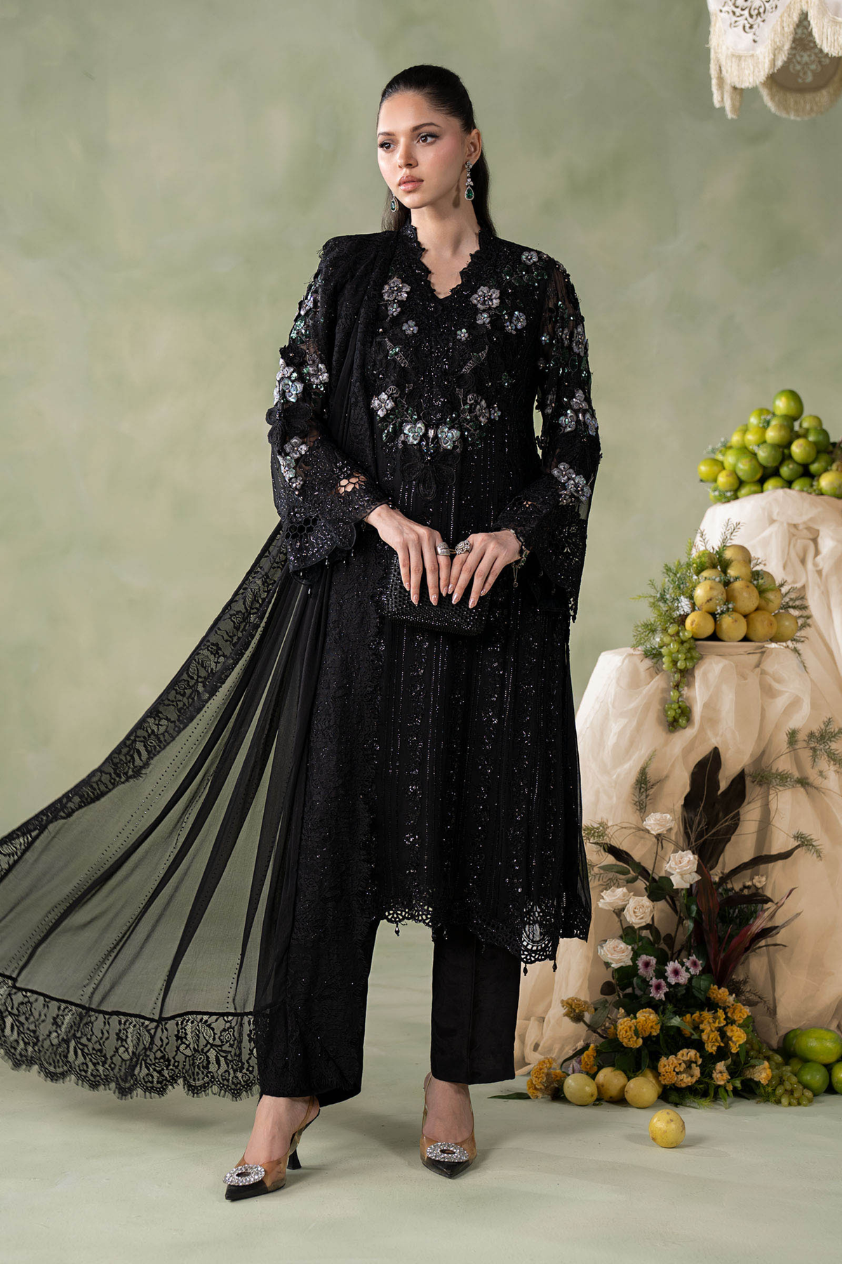 Maria.B Embroidered Chiffon Unstitched 3 Piece