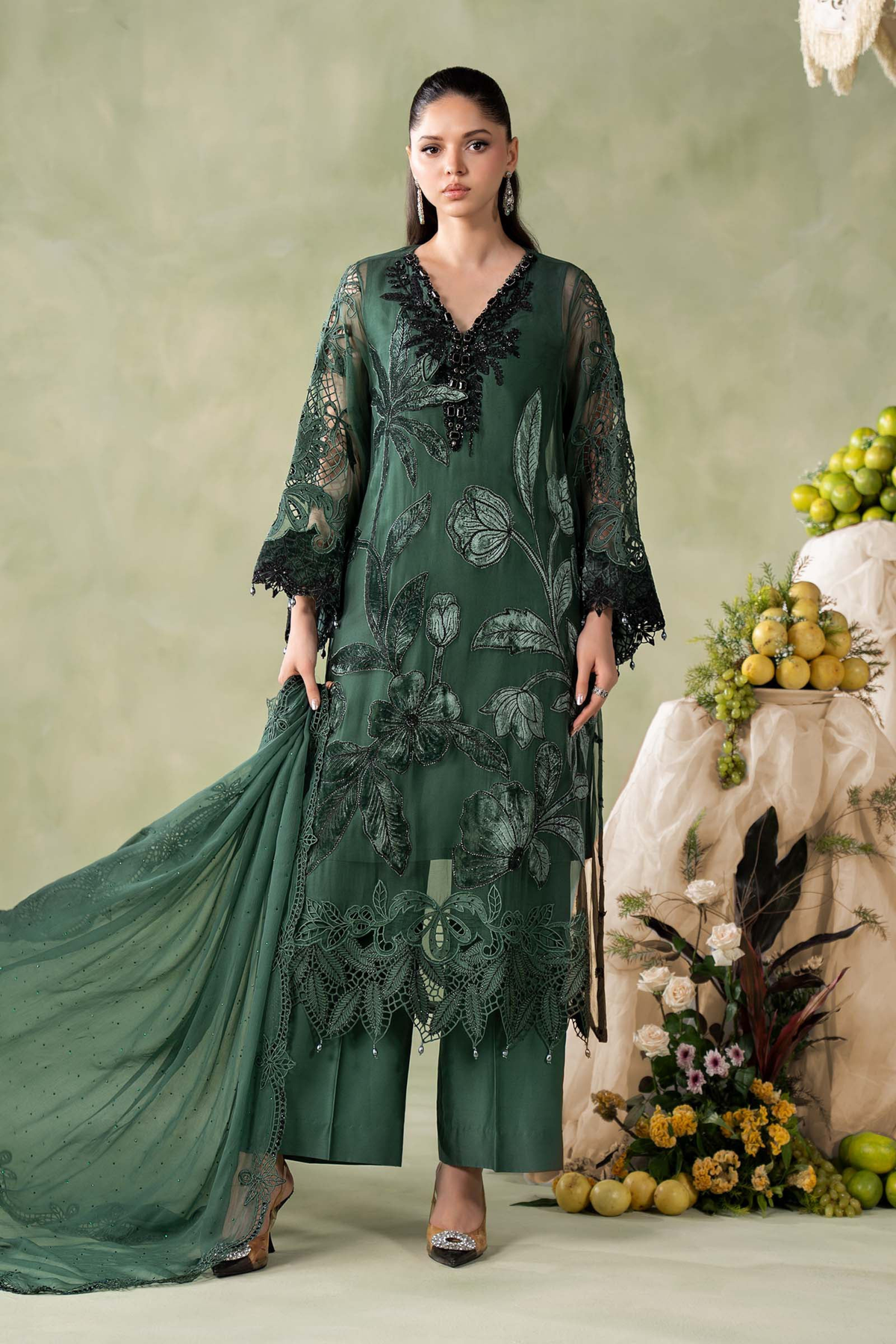 Maria.B Embroidered Chiffon Unstitched 3 Piece