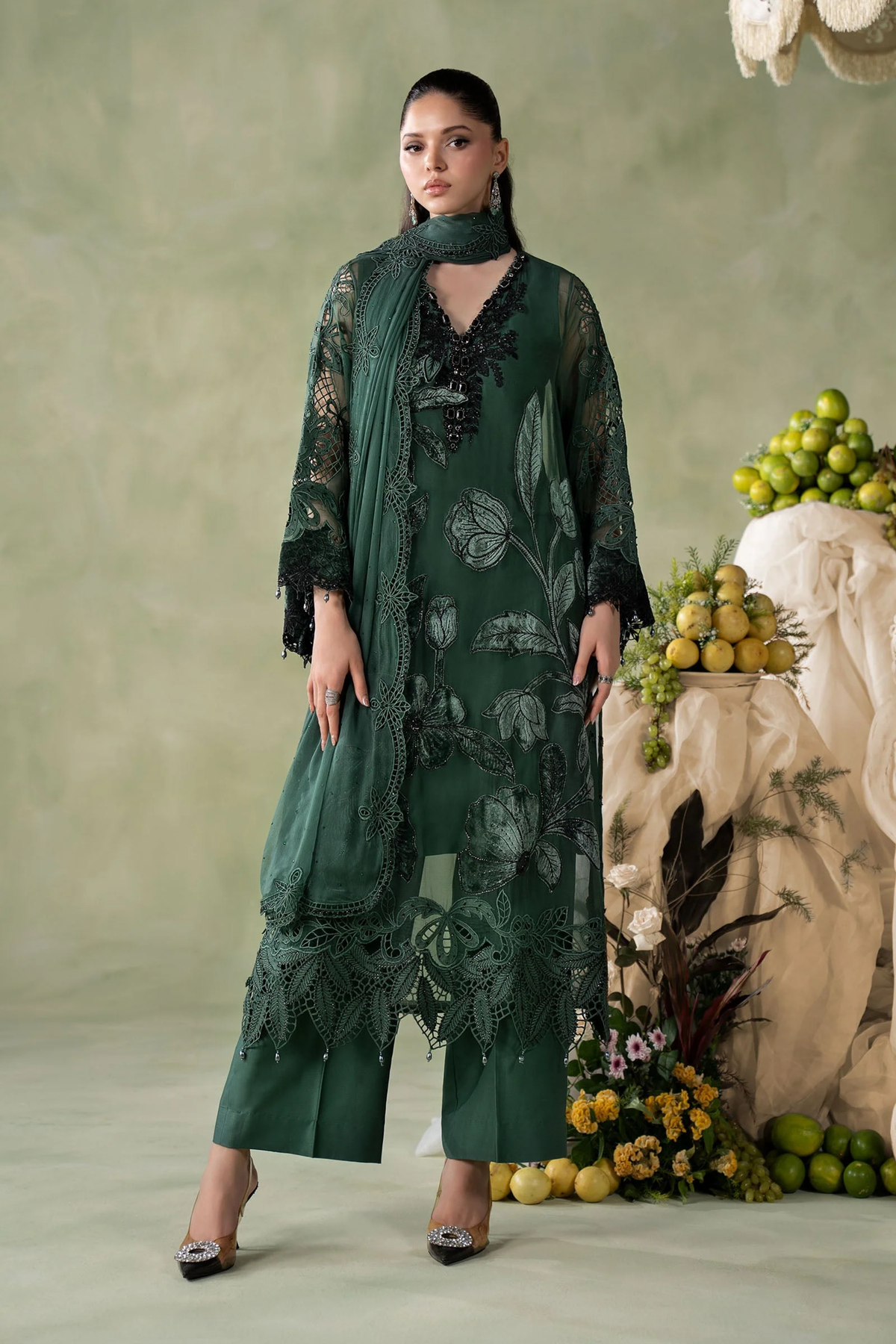 Maria.B Embroidered Chiffon Unstitched 3 Piece
