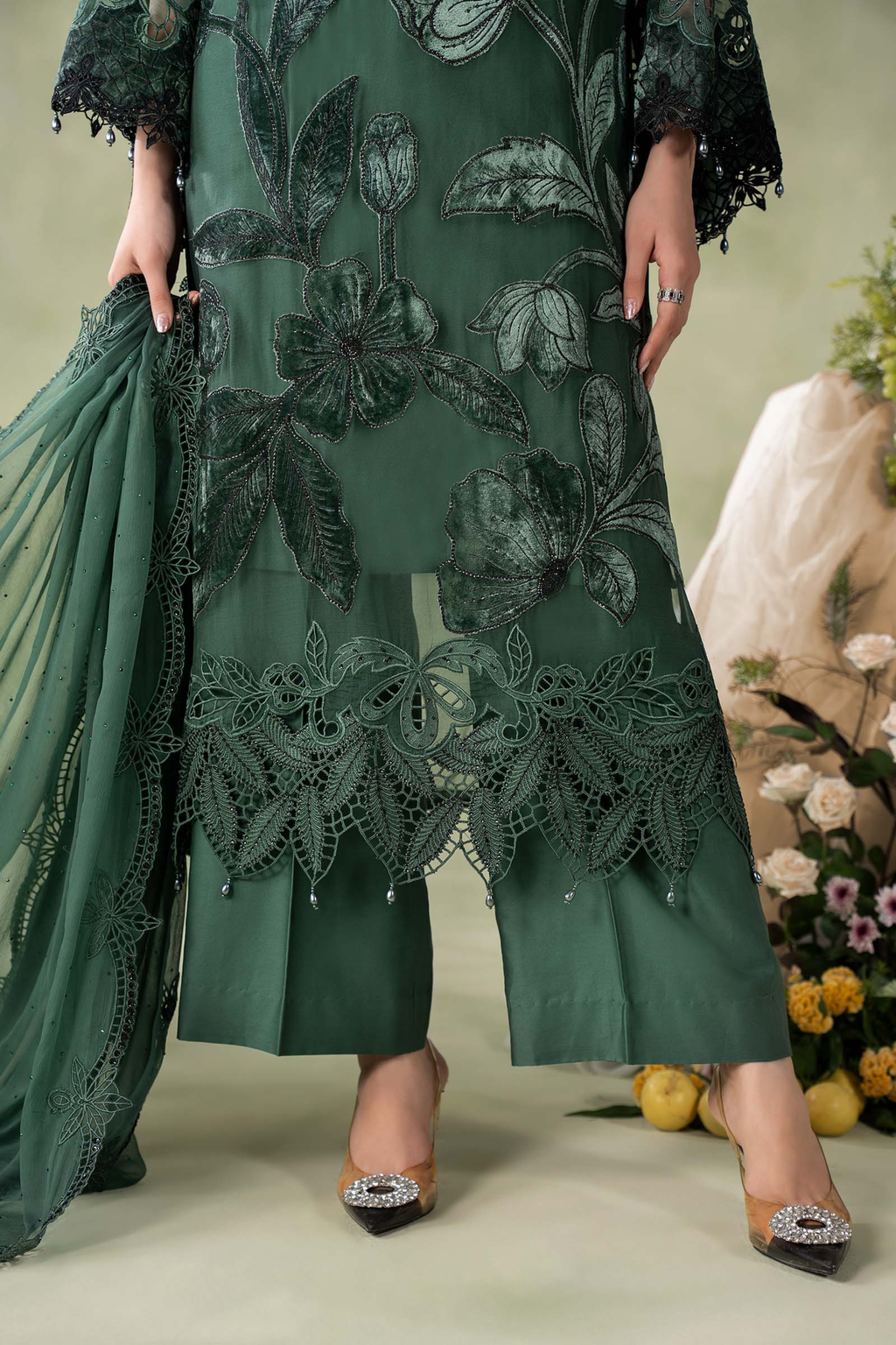 Maria.B Embroidered Chiffon Unstitched 3 Piece