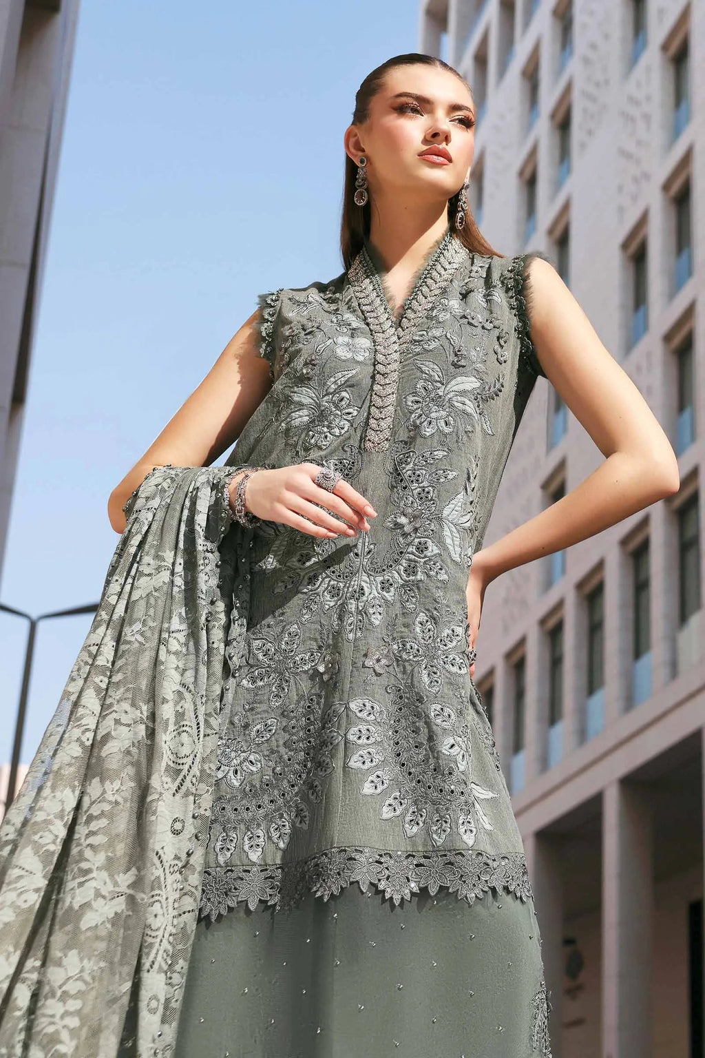 Maria.B Lawn Volume-26 Design 3B Unstitched 3 Piece - Sage Green