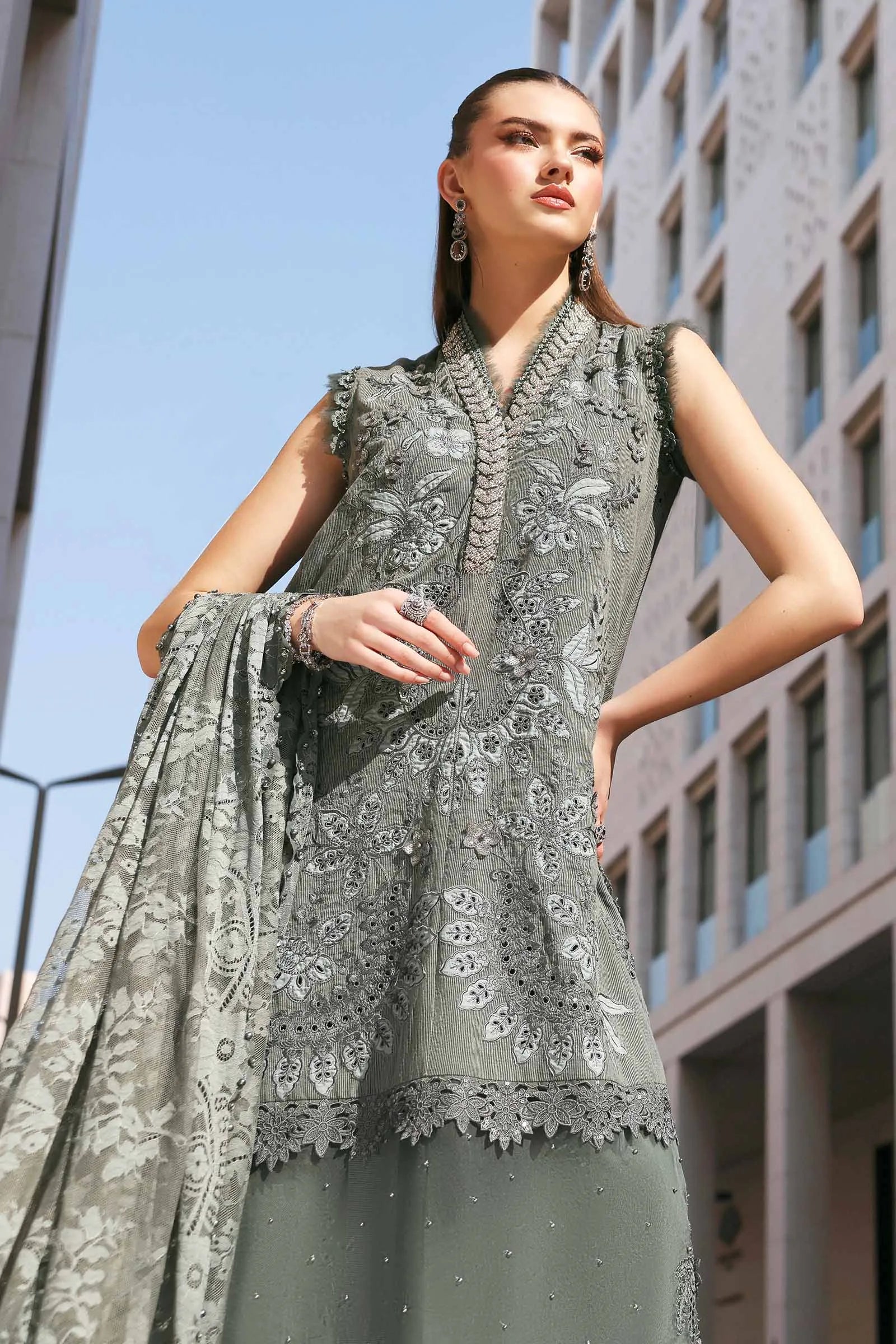 Maria.B Lawn Volume-26 Design 3B Unstitched 3 Piece - Sage Green