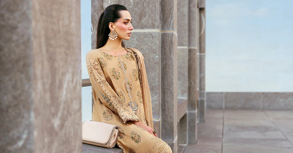 Maria.B Lawn Volume-26 Design 5A Unstitched 3 Piece - Mustard / Gold