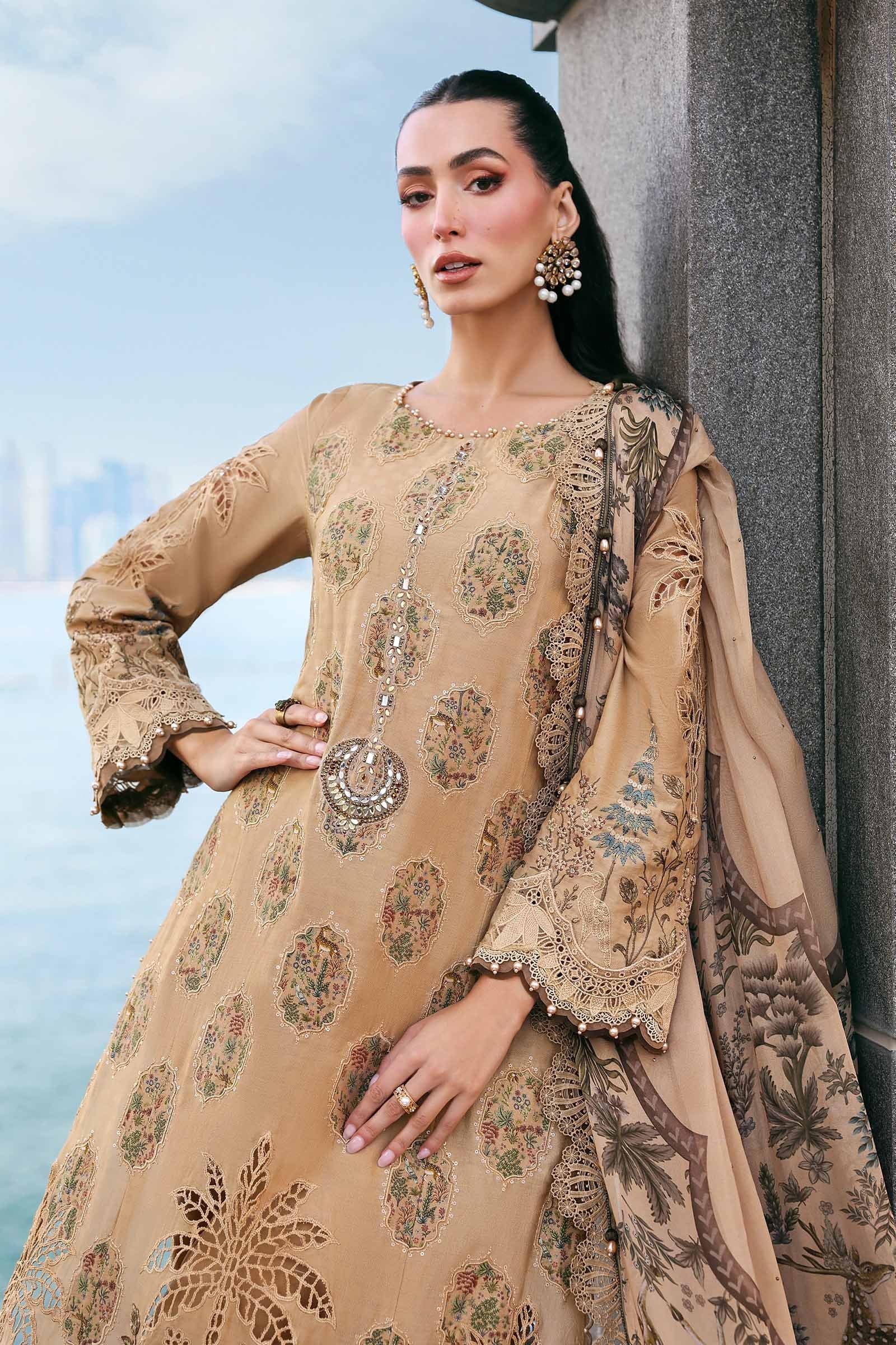 Maria.B Lawn Volume-26 Design 5A Unstitched 3 Piece - Mustard / Gold