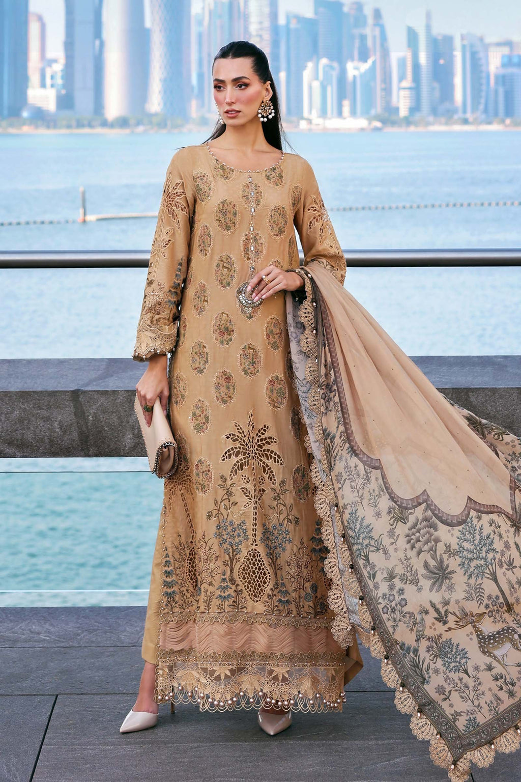 Maria.B Lawn Volume-26 Design 5A Unstitched 3 Piece - Mustard / Gold