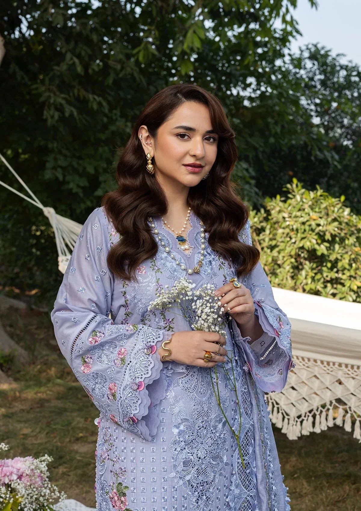 Elaf Premium Luxury Lawn 2026 Paradise ELY-3B Unstitched 3 Piece - Lilac