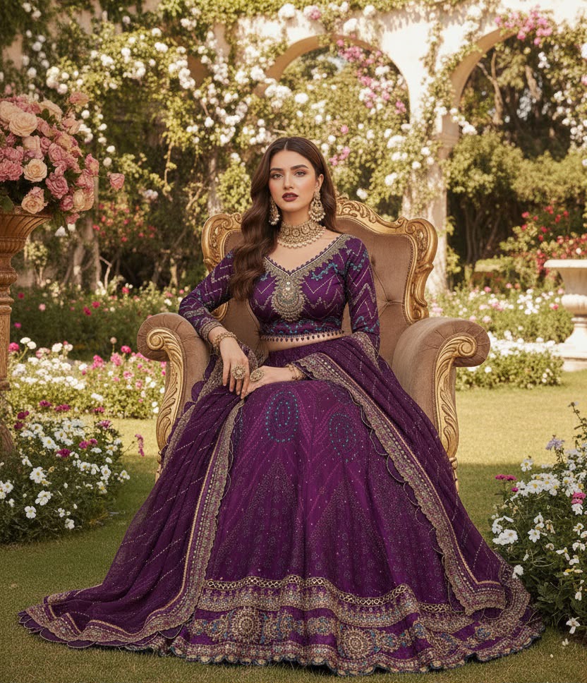 Maria.B Sateen Volume-08 Design D2 Unstitched 3 Piece - Aubergine / Plum