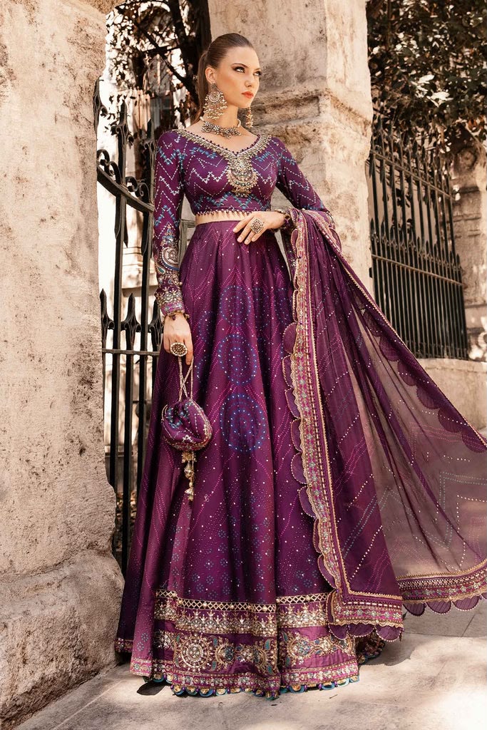 Maria.B Sateen Volume-08 Design D2 Unstitched 3 Piece - Aubergine / Plum