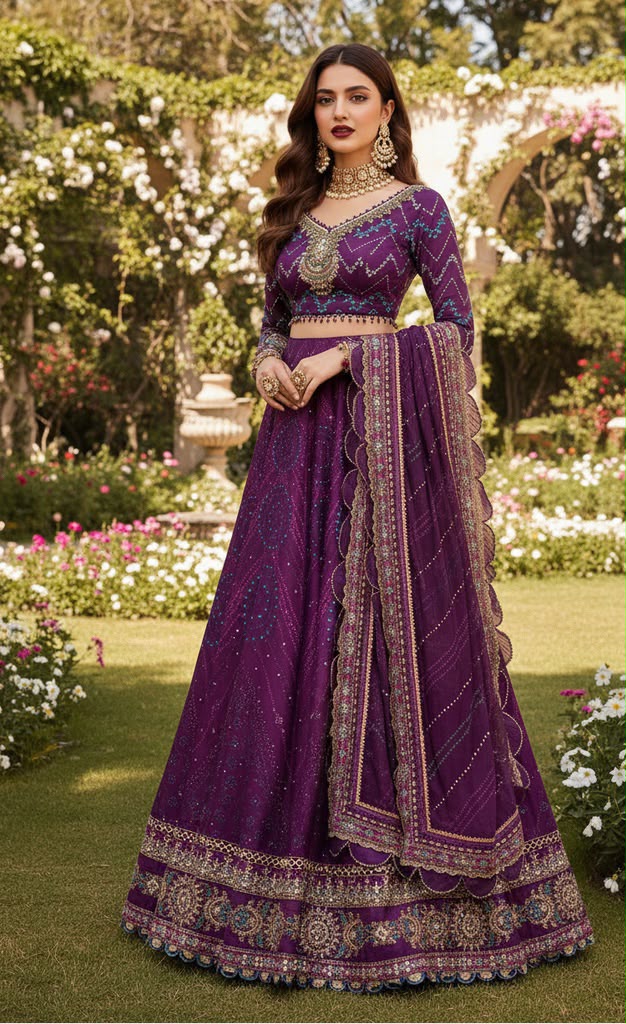 Maria.B Sateen Volume-08 Design D2 Unstitched 3 Piece - Aubergine / Plum