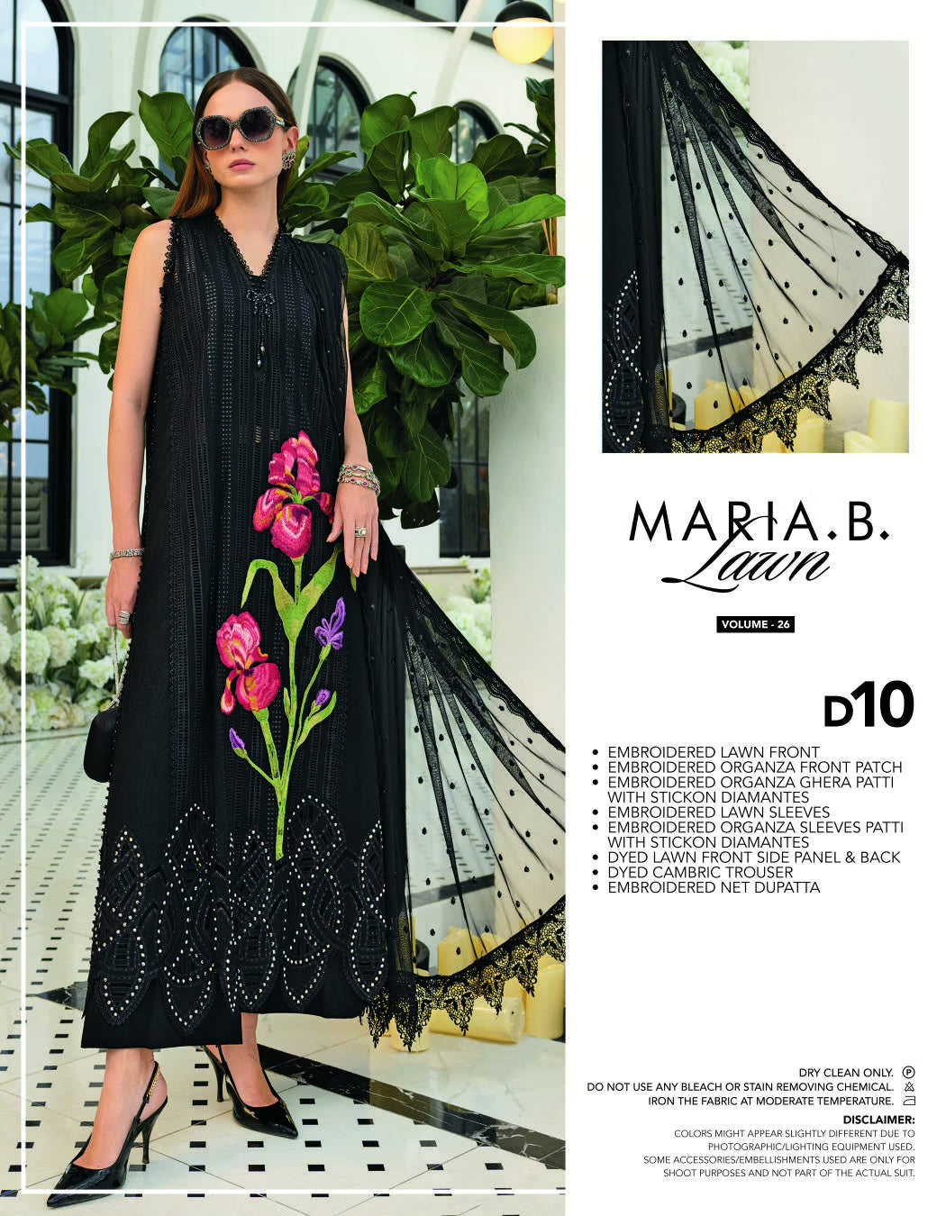 Maria.B Lawn Volume-26 Design D10 Unstitched 3 Piece - Black