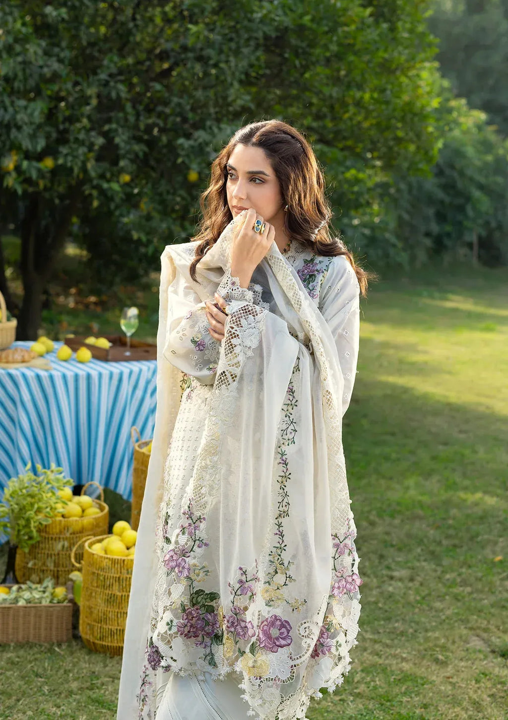 Elaf Premium Luxury Lawn 2026 Perle ELY-3A Unstitched 3 Piece - Multicolour