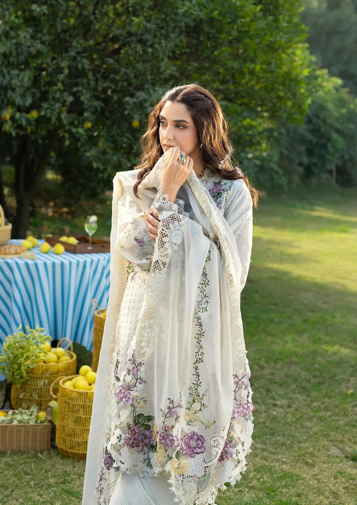 Elaf Premium Luxury Lawn 2026 Perle ELY-3A Unstitched 3 Piece - Multicolour